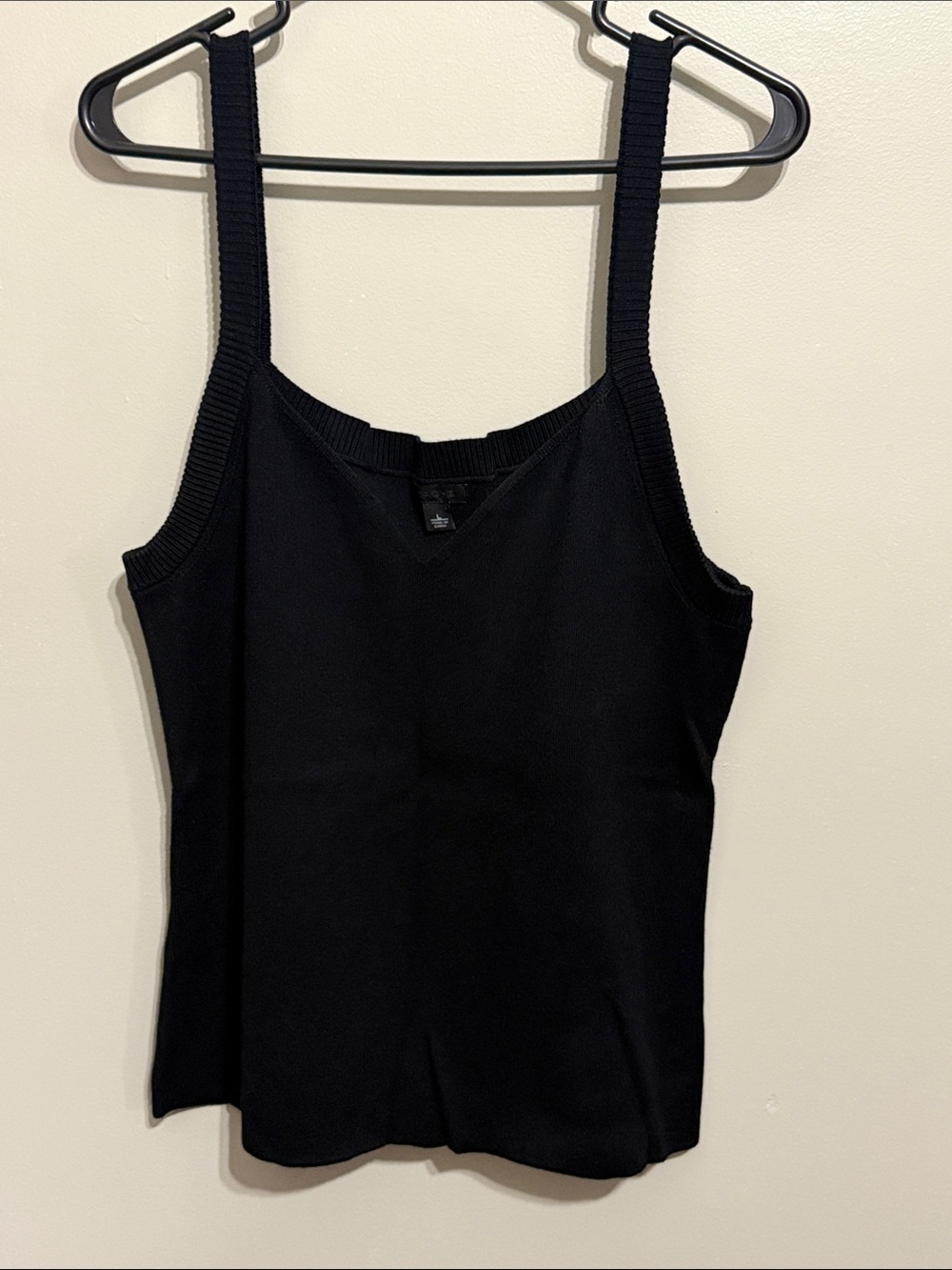 Cache Black Ribbed Strap Tank Top